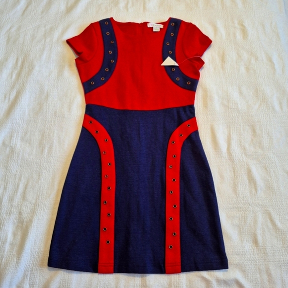 KC Parker by Hartstrings girls size 7, red & blue dress, back zipper, NWT - Picture 1 of 7